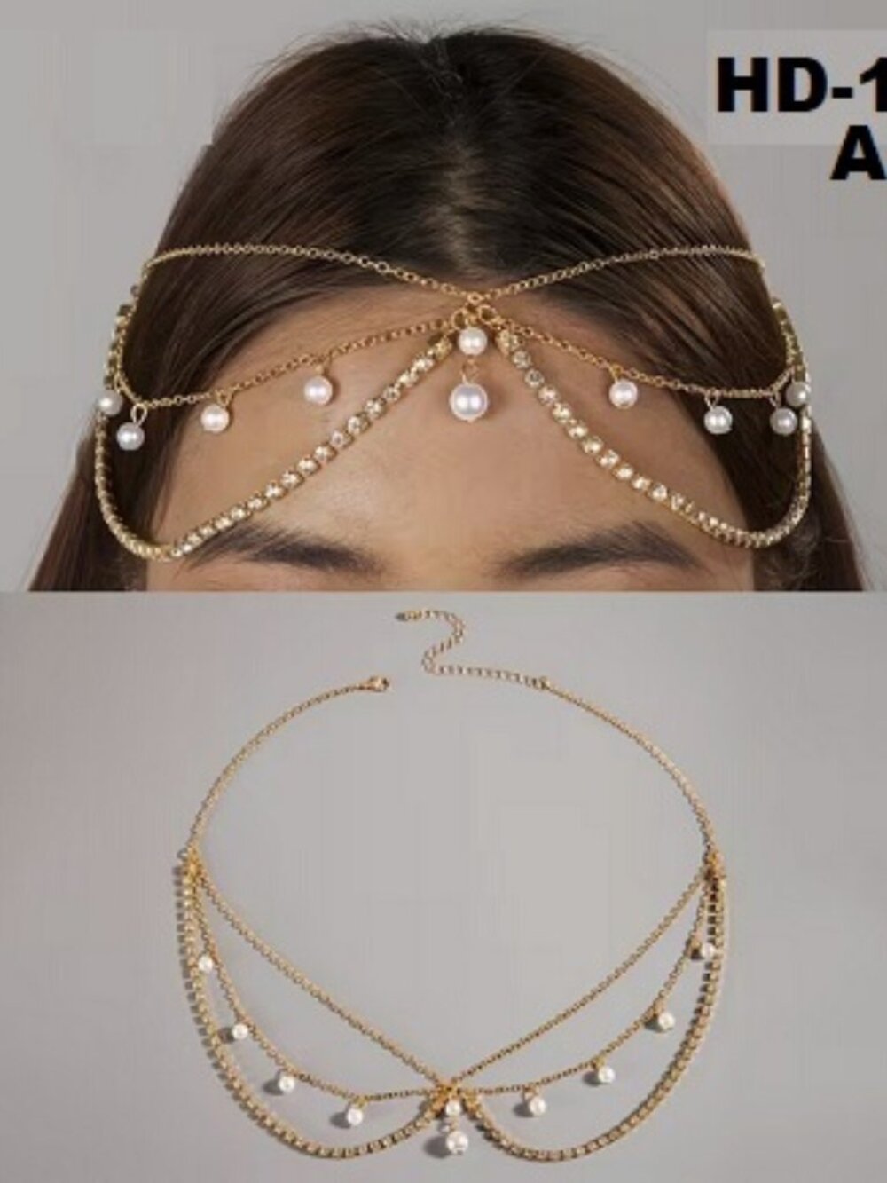 Unique Multi-Layer White Amor Pearl~ Silver Head Decoration ~ HD-106